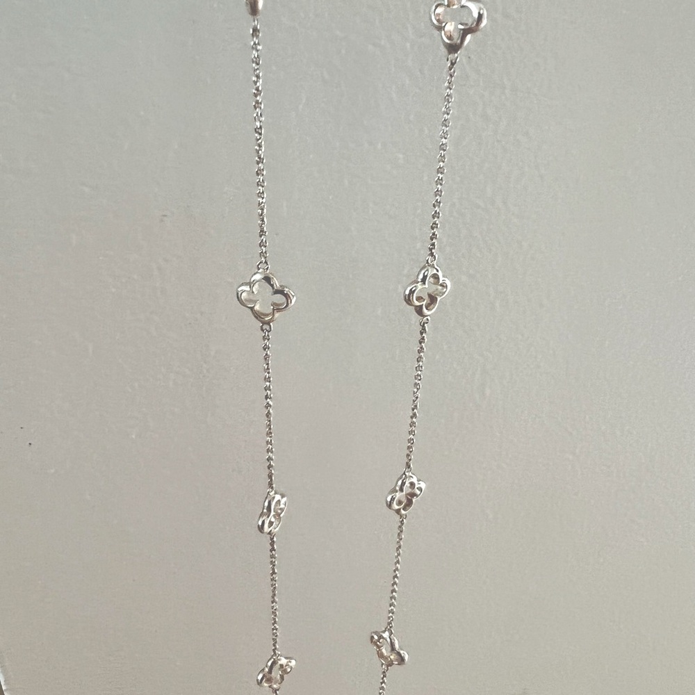 Heidi Klum sterling silver clover long necklace